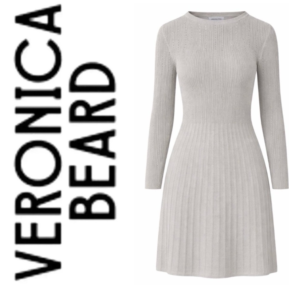Veronica Beard NAMI silver knit lamé midi dress - XL $598